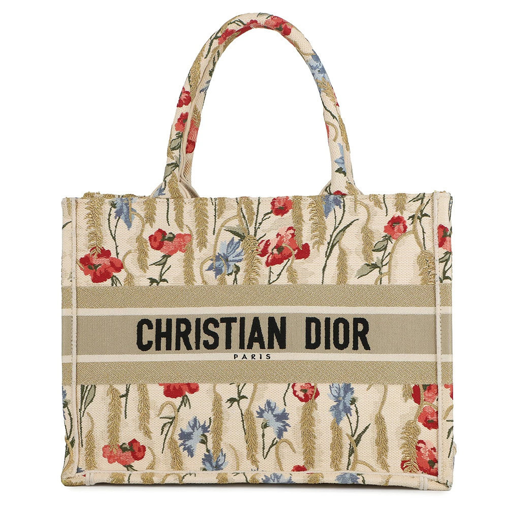 Christian Dior Tote Bag Book Flower Canvas